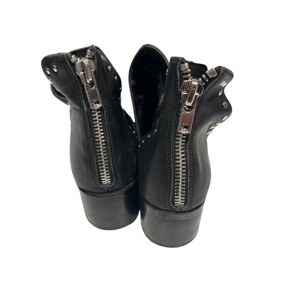 Steve Madden Black Leather Studded Ankle Boots With Zippers Womens Size 9.5M - Picture 3 of 7